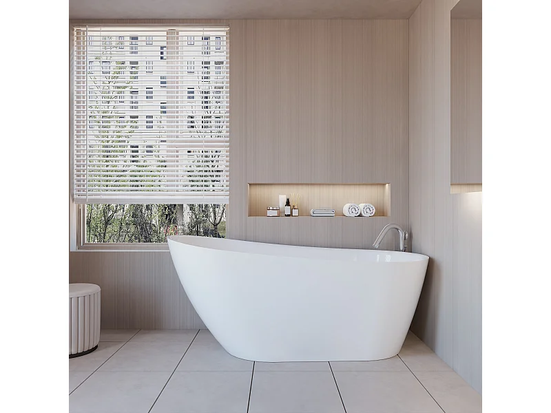 Baignoire îlot design en acrylique - 280L - 170 x 78 x 73cm - Confort ergonomique et élégance moderne - avec Bonde et trop plein