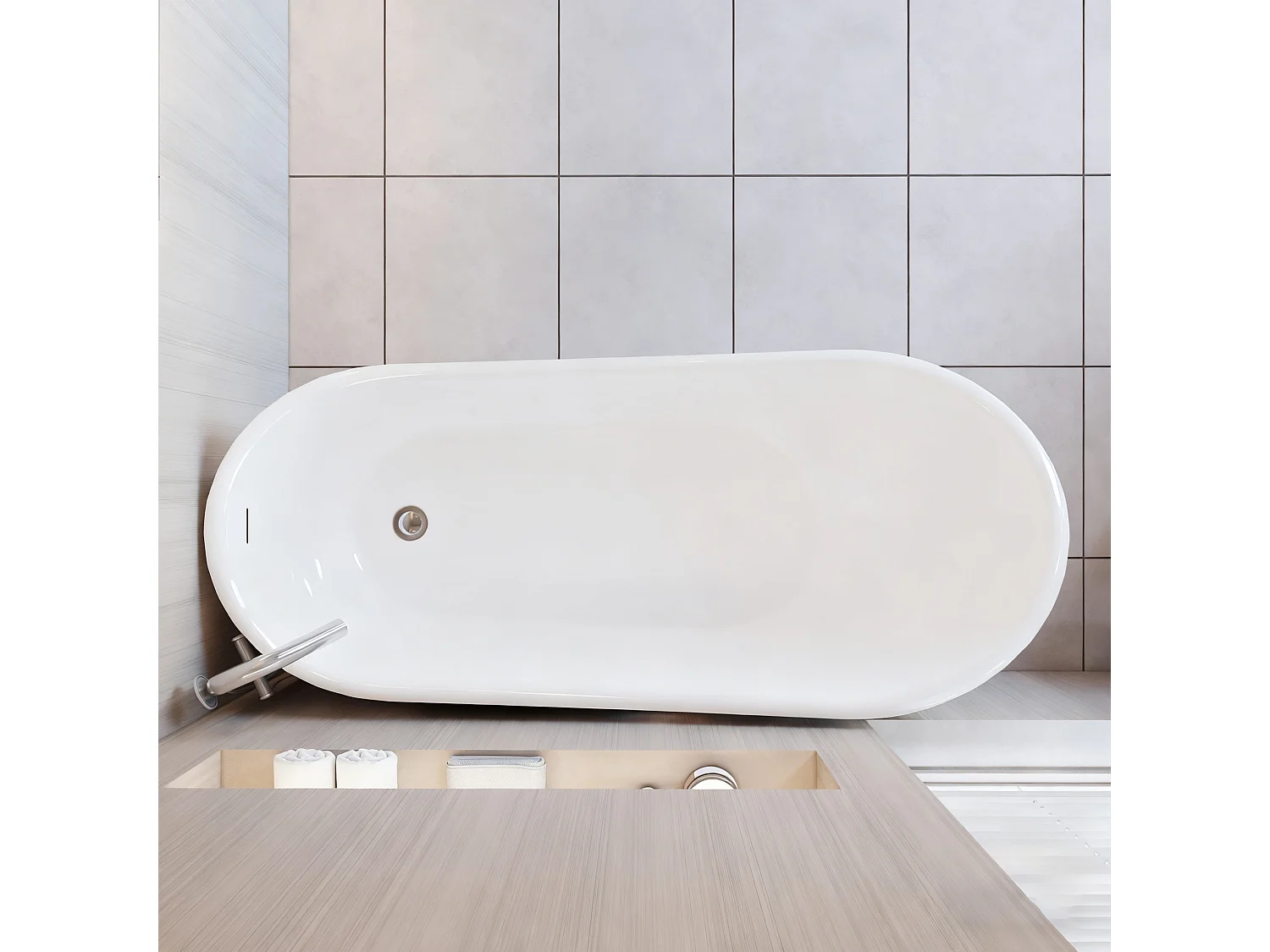 Baignoire îlot design en acrylique - 280L - 170 x 78 x 73cm - Confort ergonomique et élégance moderne - avec Bonde et trop plein