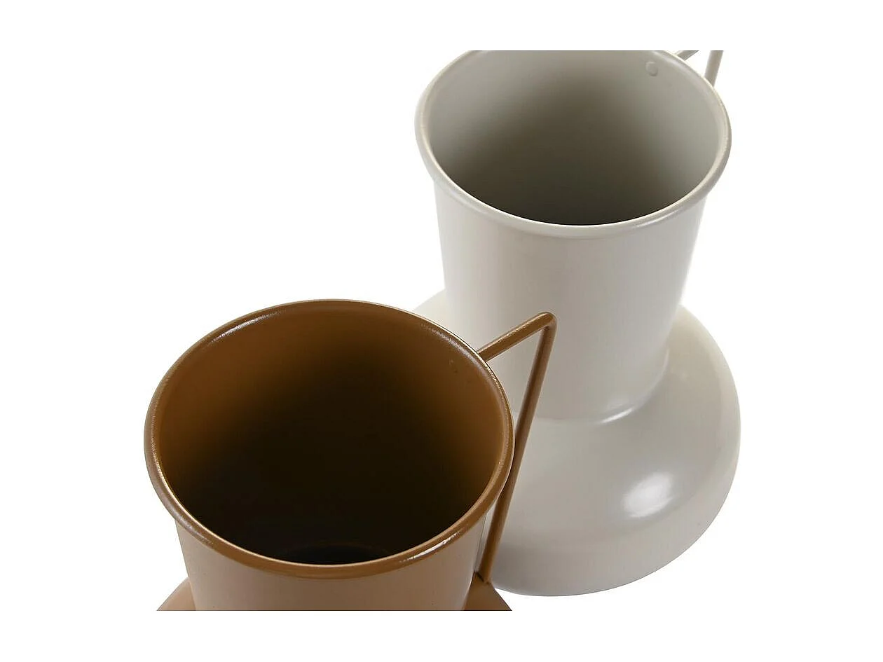 Jarrón DKD Home Decor 13 x 12.5 x 17 cm Beige Metal Naranja Mostaza (2 Unidades)