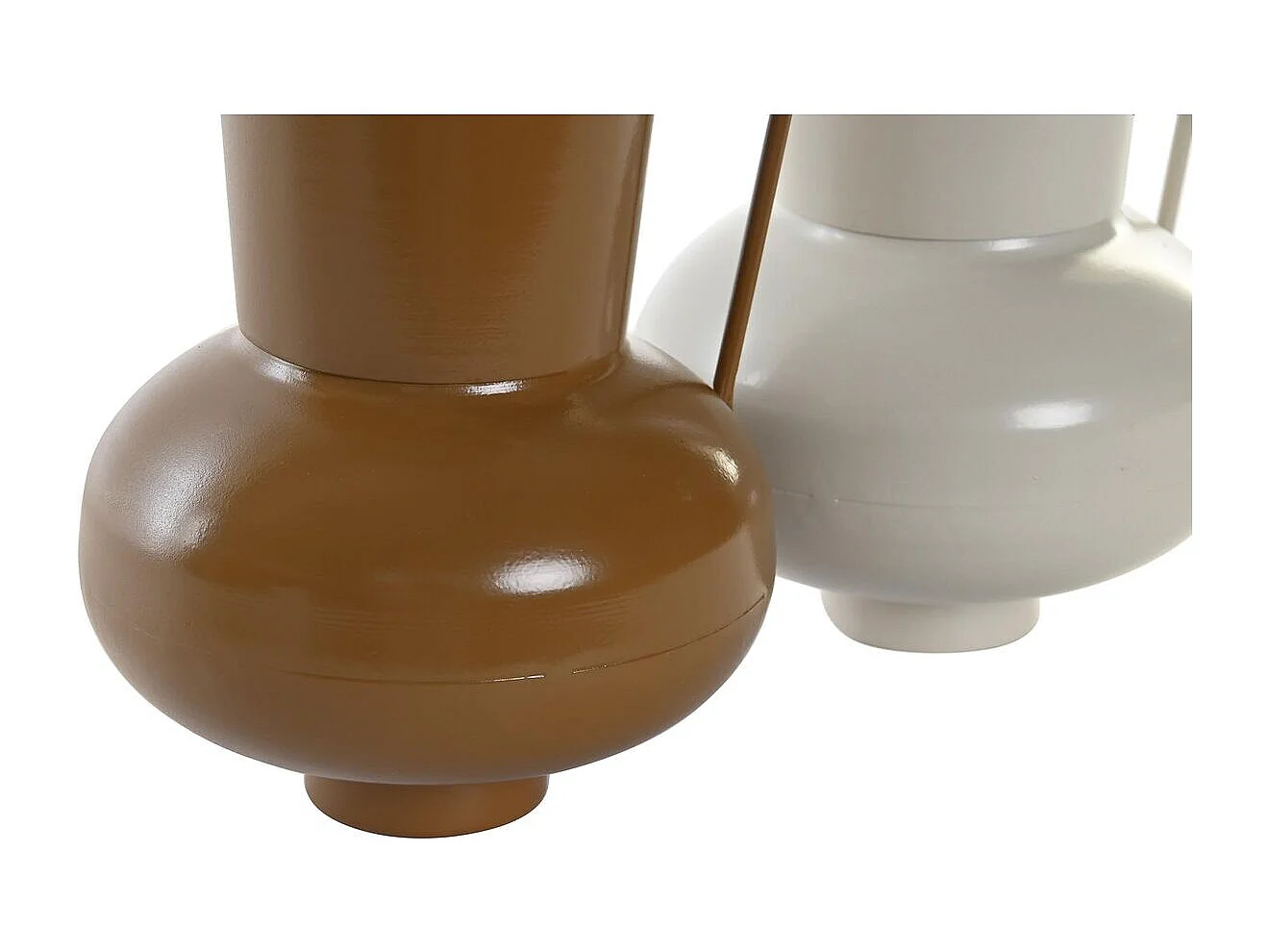 Jarrón DKD Home Decor 13 x 12.5 x 17 cm Beige Metal Naranja Mostaza (2 Unidades)