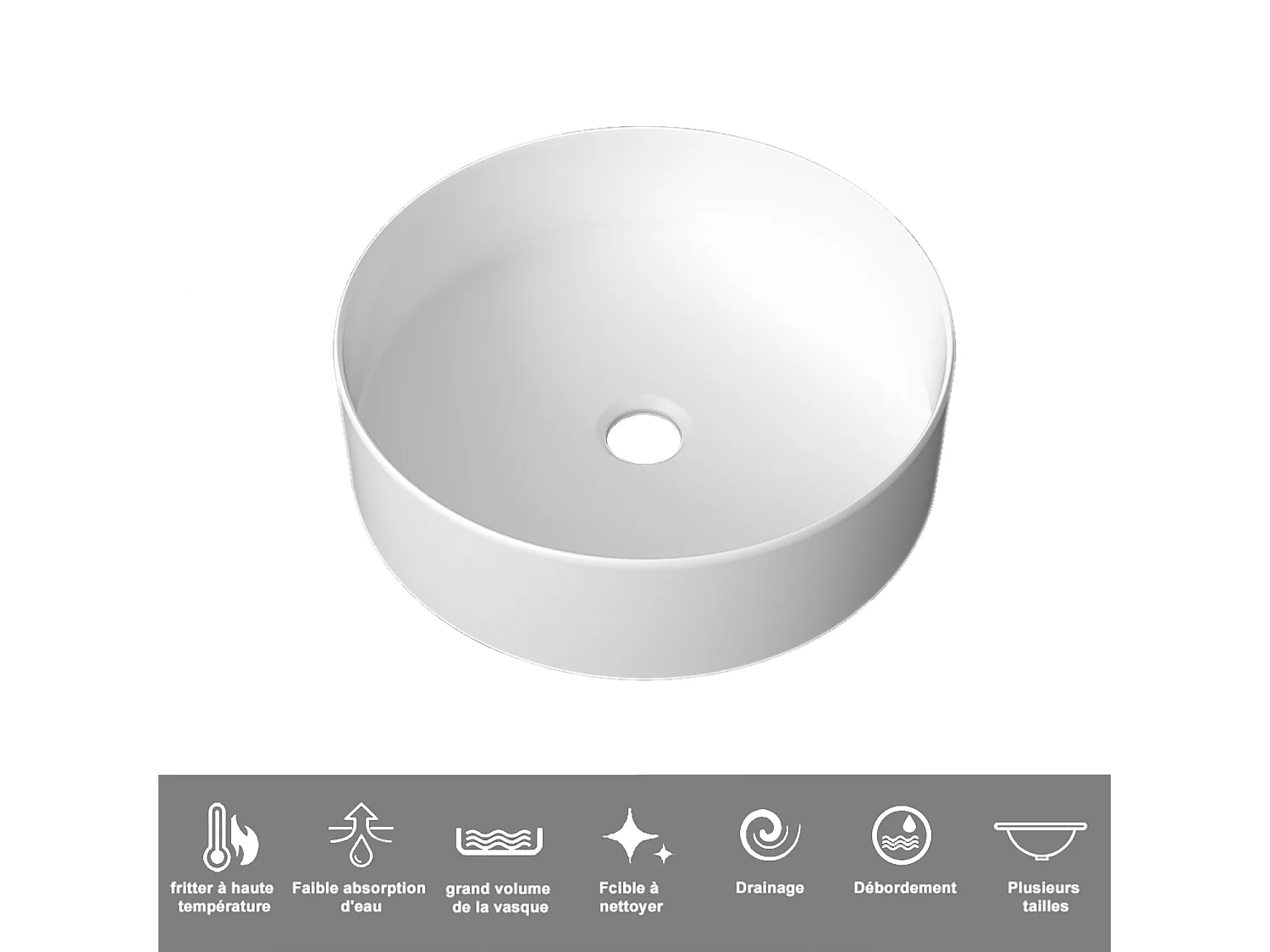 AICA Ensemble meuble de Salle de Bain Suspendu avec Vasque + 2 Rangements Ouverts, 80x46x52cm, Rond Miroir LED