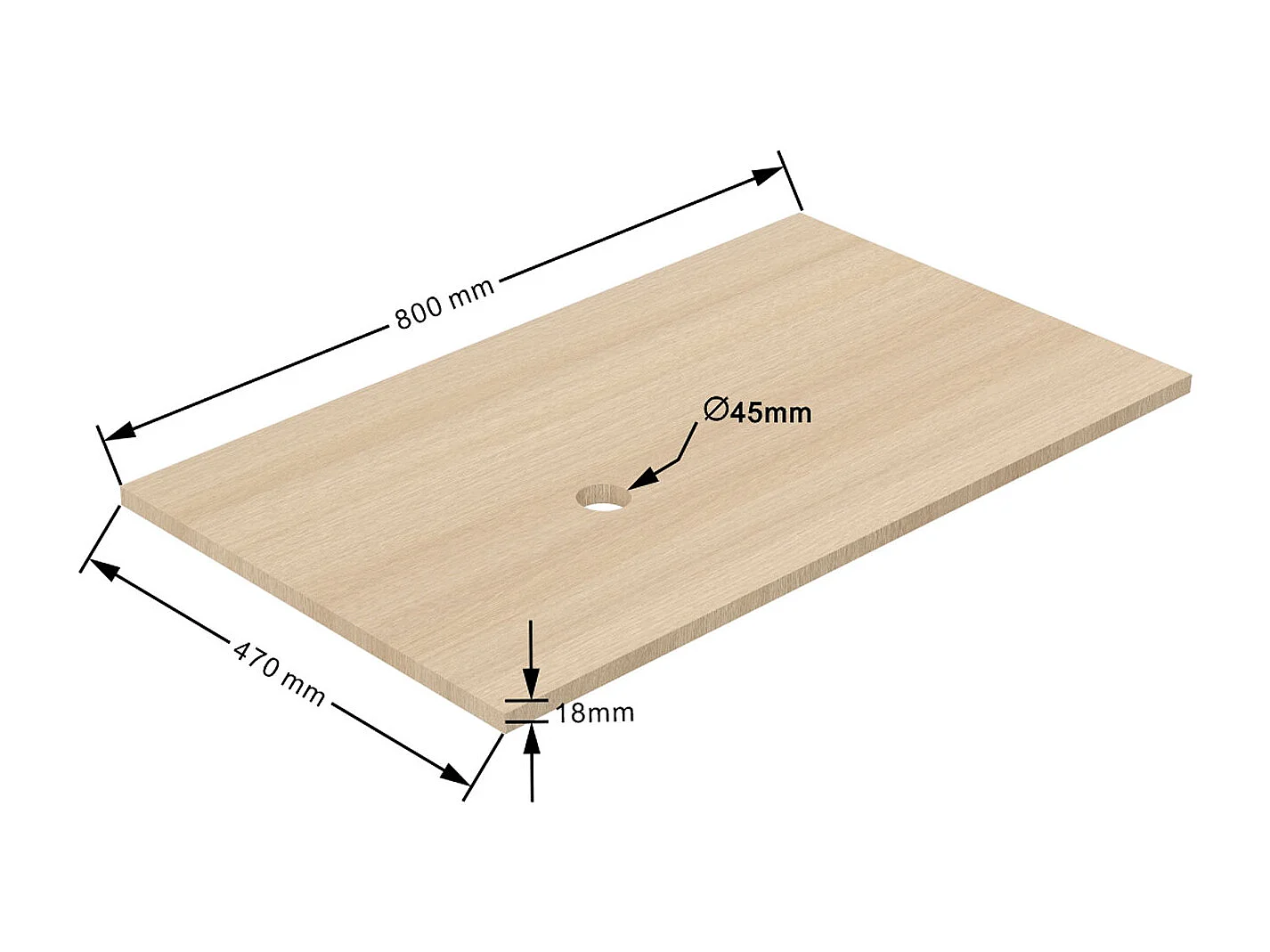 AICA Ensemble meuble de Salle de Bain + Planche suspendu, 2 Tiroirs + Rangements Ouverts, 80x46x52cm, Chêne + Anthracite, Sans Compter Vasque