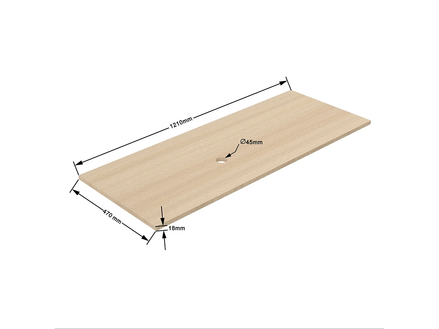 AICA Ensemble meuble de Salle de Bain + Planche suspendu, 2 Tiroirs + Rangements Ouverts, 120x46x52cm, Chêne + Anthracite, Sans Compter Vasque