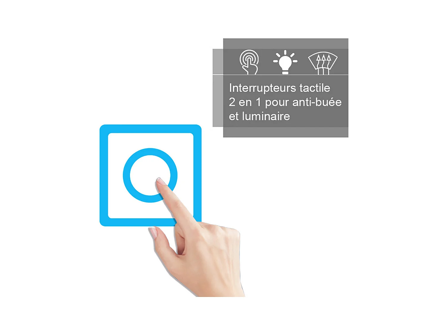 Aica Miroir lumineux avec éclairage intégré, Miroir de salle de bain avec anti-buée, Modèle double contour 70x50cm