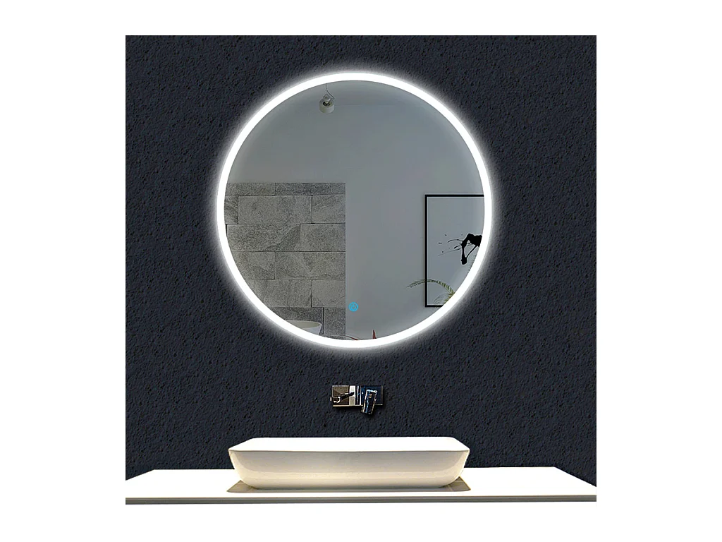 Miroir Rond Salle de LED Bain 60cm Dimmable + Fonction mémoire