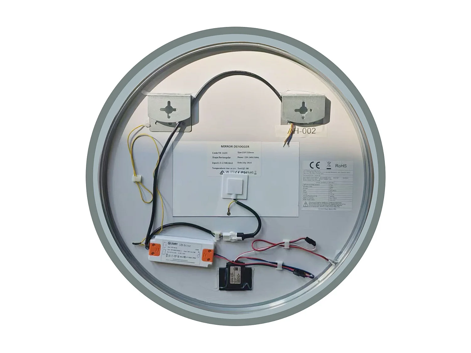 Aica Miroir lumineux rond, Diam.60 cm, Miroir LED avec antibuée