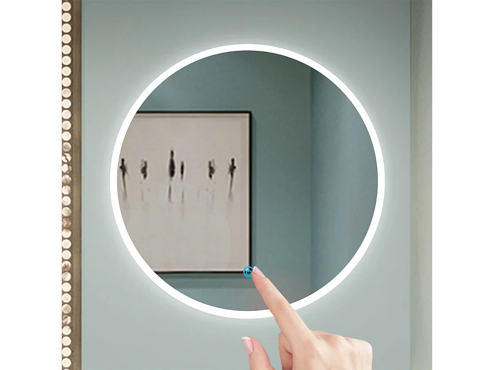 Aica Miroir lumineux avec éclairage intégré, Miroir de decoration, Miroir de salle bain Rond avec anti-buée Φ80cm Type A