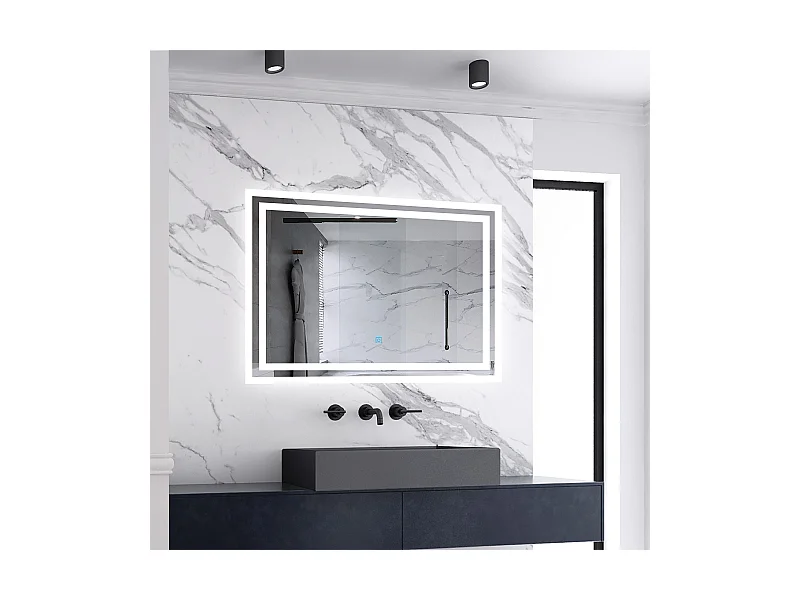 Miroir lumineux 90x70cm acve anti-buée，Miroir salle de bain - Aica