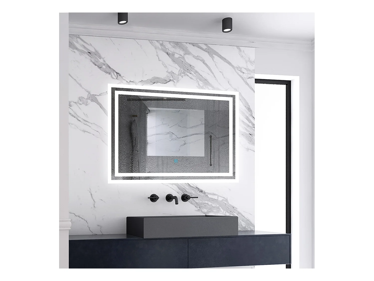 Miroir lumineux 90x70cm acve anti-buée，Miroir salle de bain - Aica