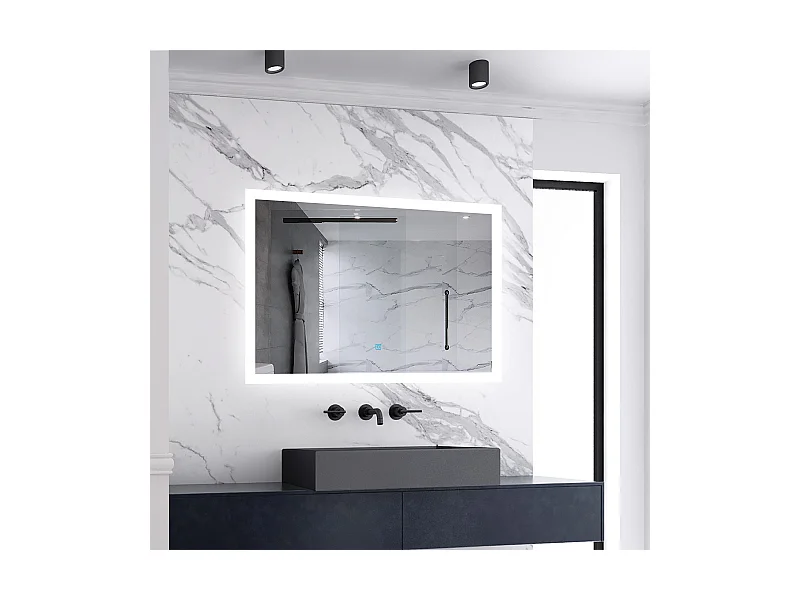 Miroir lumineux 90x70cm acve anti-buée，Mural Miroir salle de bain - Aica