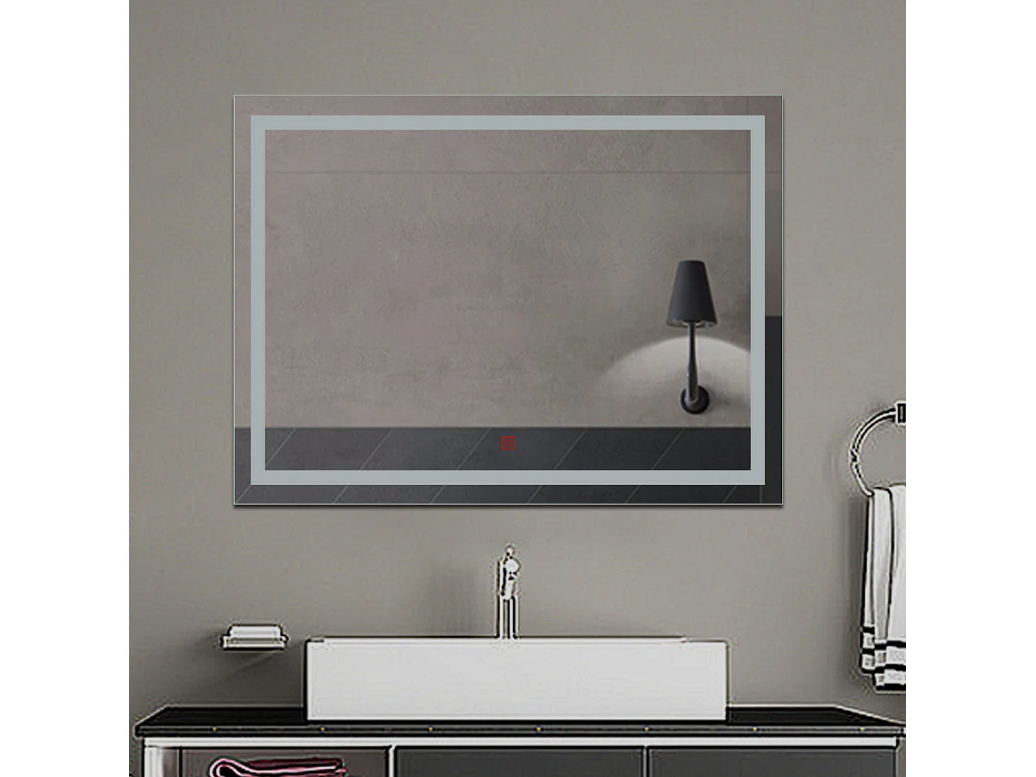 Aica Miroir Led Anti-buée 120x70cm Miroir De Salle De Bain Modèle Classique