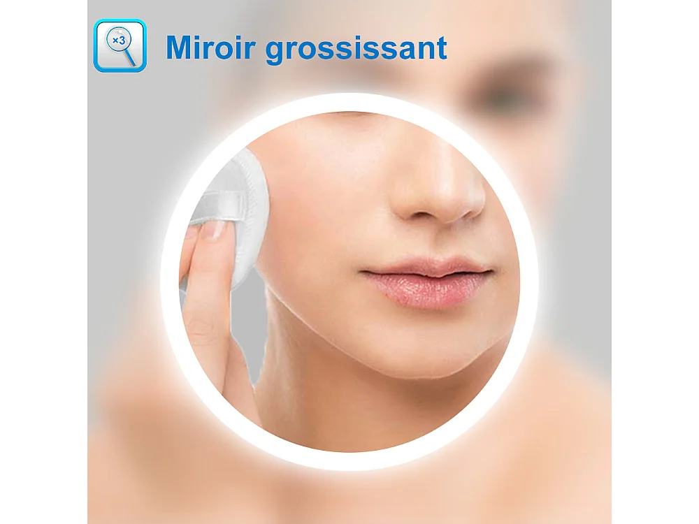 Aica Miroir Lumineux à LED Réglable Intelligent 140x80cm, Miroir de salle de bain avec éclairage + antibuée + Miroir grossissant + Horloge numérique