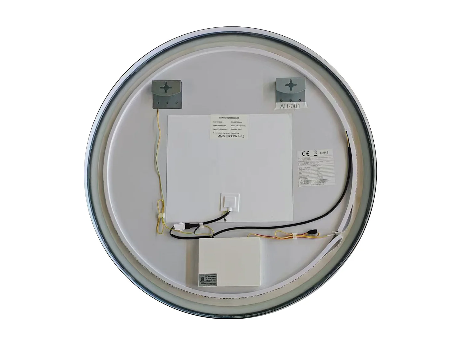 Miroir lumineux rond 80x80cm avec Anti-buée + 3 Couleurs + Dimmable, Mural Miroir salle de bain rond