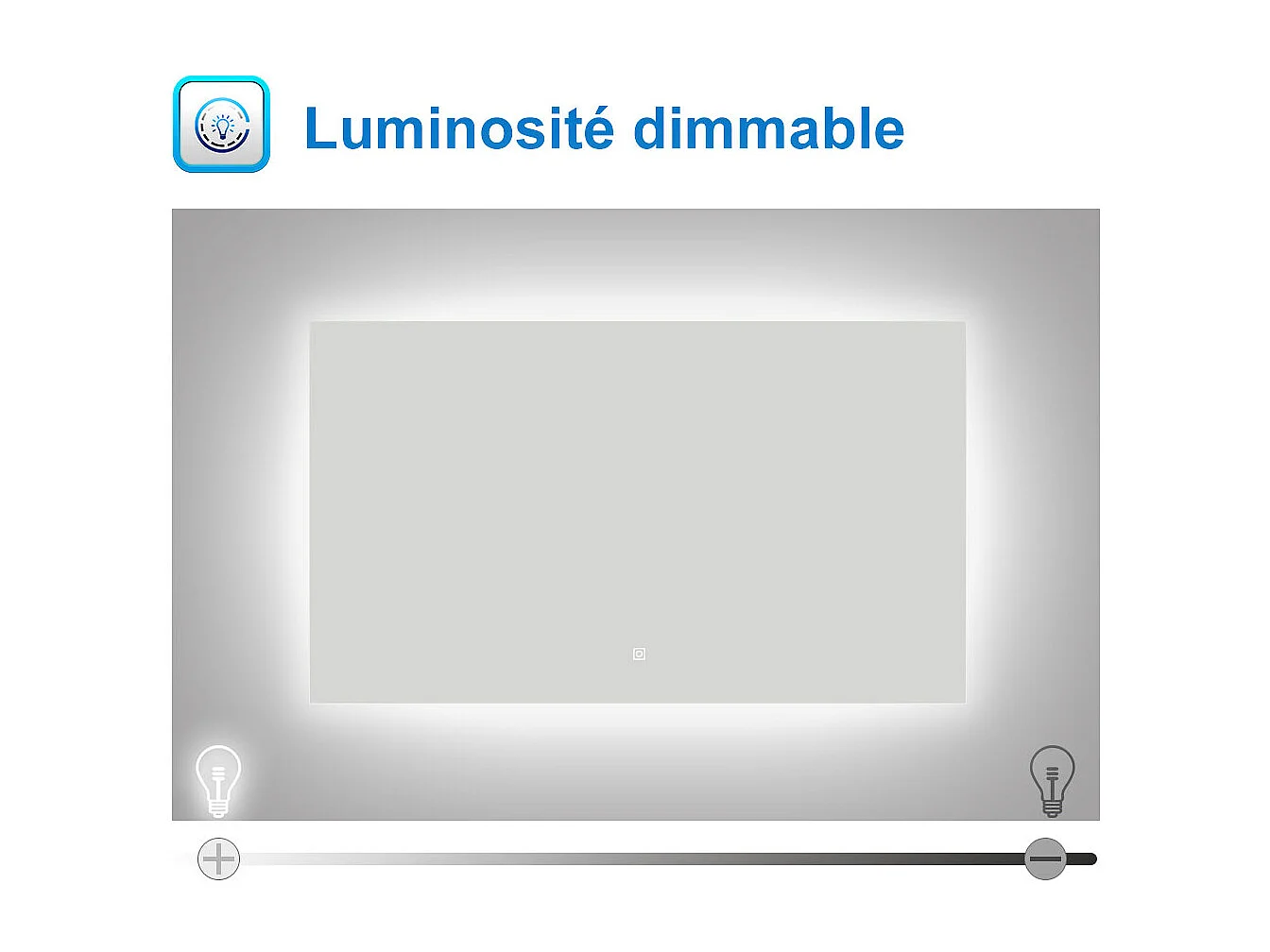 Miroir lumineux 70x50cm avec Anti-buée + Dimmable, Mural Miroir salle de bain