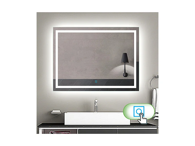 Aica Miroir Led Anti-buée 110x70cm Miroir De Salle De Bain Modèle Classique