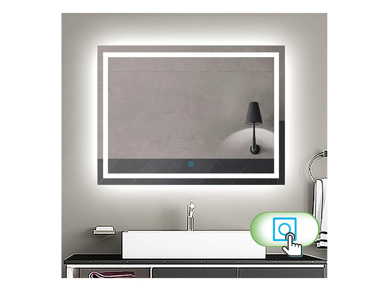 Aica Miroir Led Anti-buée 110x70cm Miroir De Salle De Bain Modèle Classique