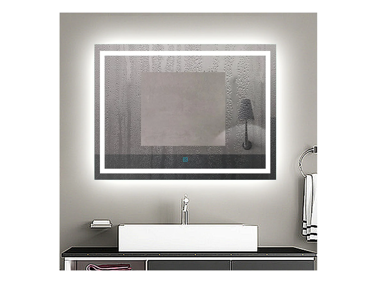 Aica Miroir Led Anti-buée 110x70cm Miroir De Salle De Bain Modèle Classique