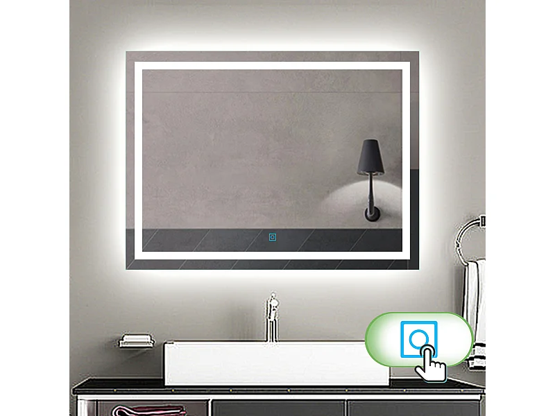 Aica Miroir Led Anti-buée 110x70cm Miroir De Salle De Bain Modèle Classique