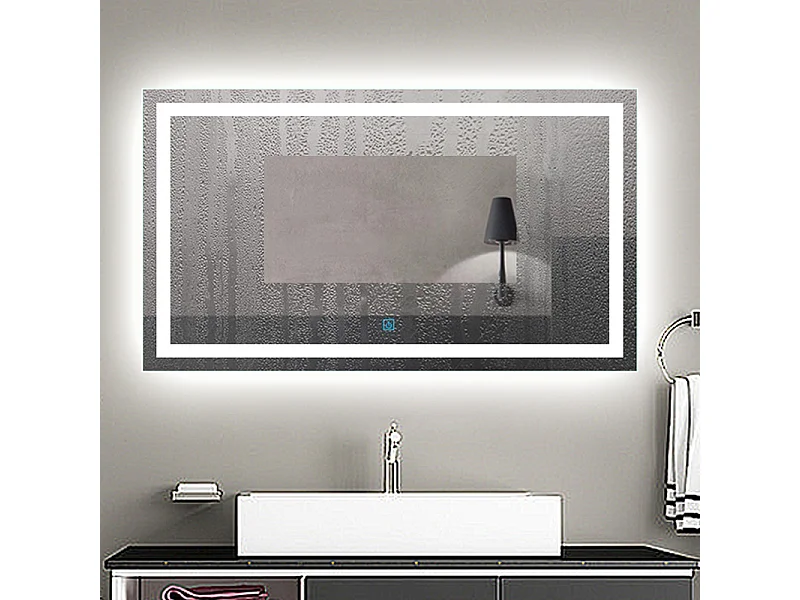 Aica Miroir Led Anti-buée 150x80cm Miroir De Salle De Bain Modèle Classique