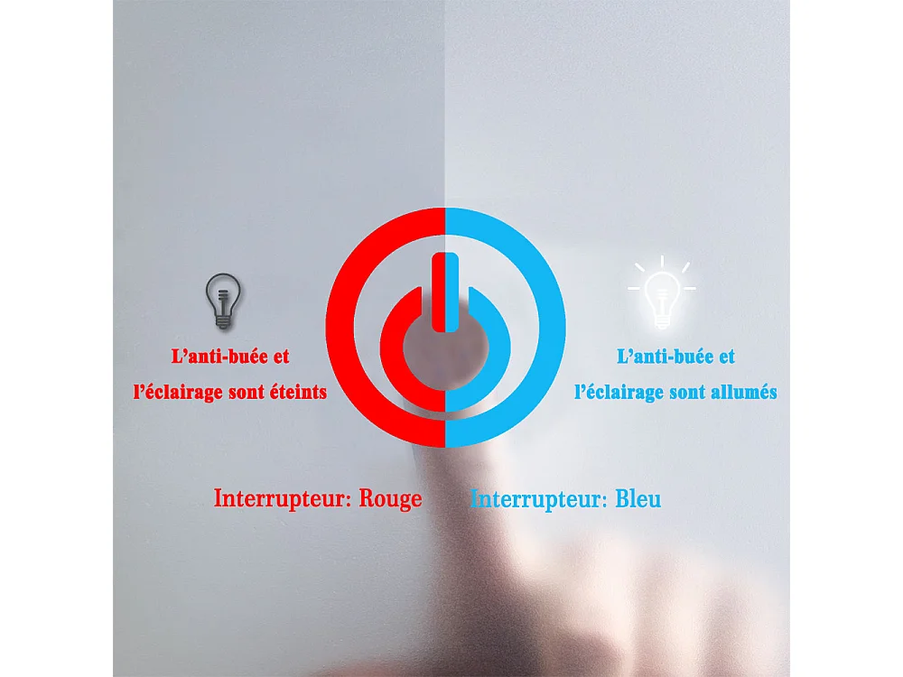 Aica Miroir lumineux rond, l.60 x H.60 cm Diam.60 cm, Miroir LED avec antibuée