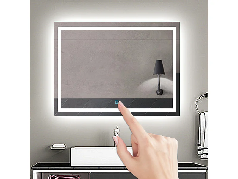 Aica Miroir Led Anti-buée 120x80cm Miroir De Salle De Bain Modèle Classique