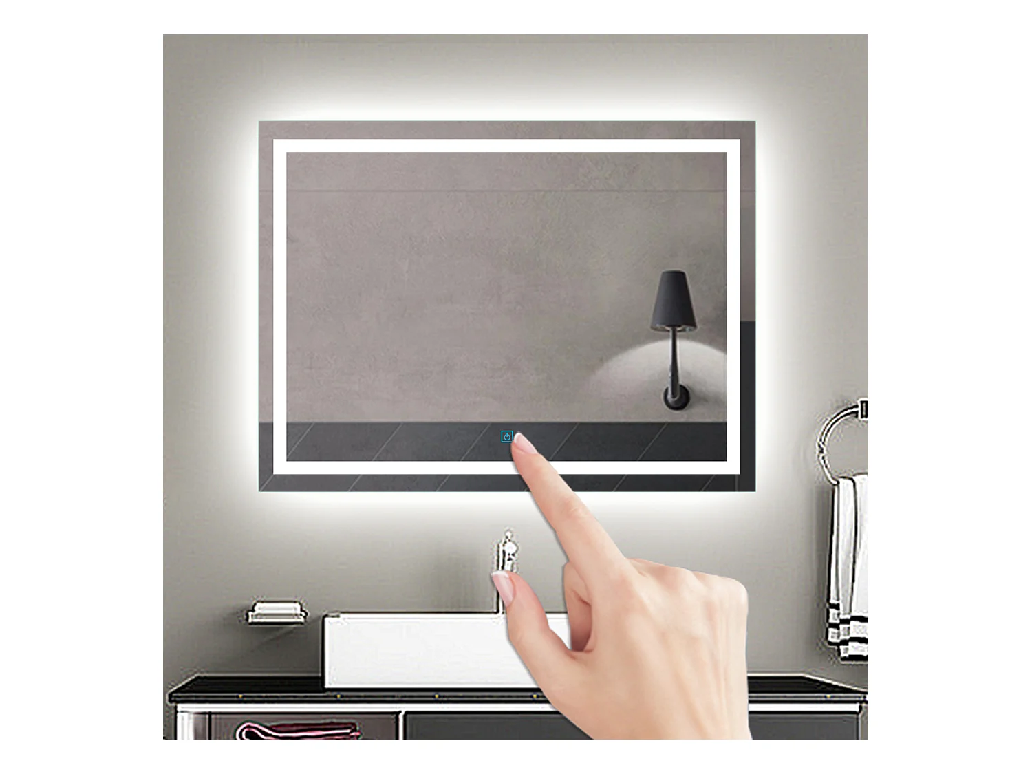 Aica Miroir Led Anti-buée 120x80cm Miroir De Salle De Bain Modèle Classique