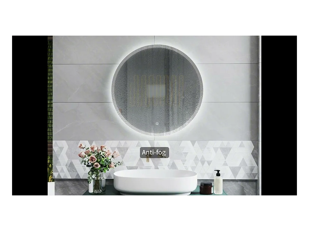 Aica Miroir lumineux avec éclairage intégré, Miroir de decoration, Miroir de salle bain Rond avec anti-buée Φ70cm Type A