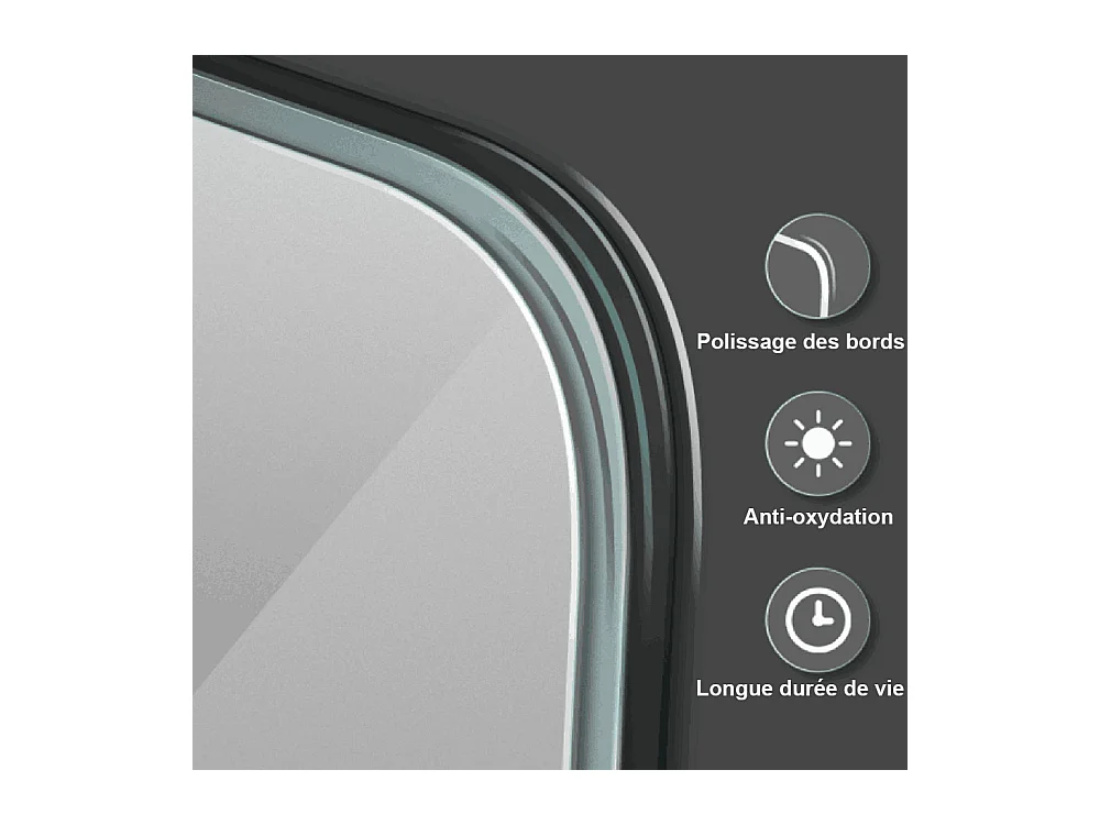 Aica Miroir Led 100x70cm Anti-buée Avec 2 Interrupteurs, Miroir De Salle De Bain Modèle Classique