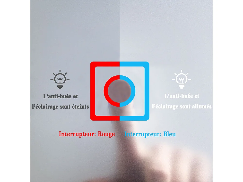 Miroir lumineux 80x60cm acve anti-buée，Miroir salle de bain - Aica