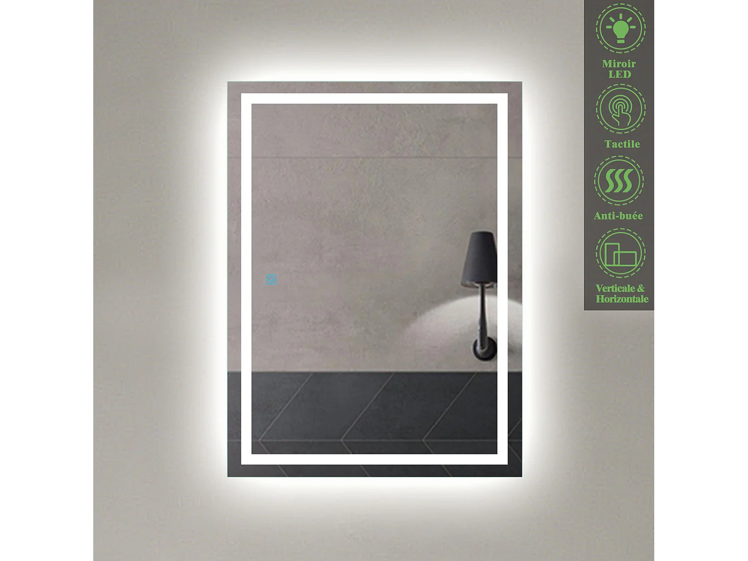 Aica Miroir Led Anti-buée 80x60cm Miroir De Salle De Bain Modèle Classique