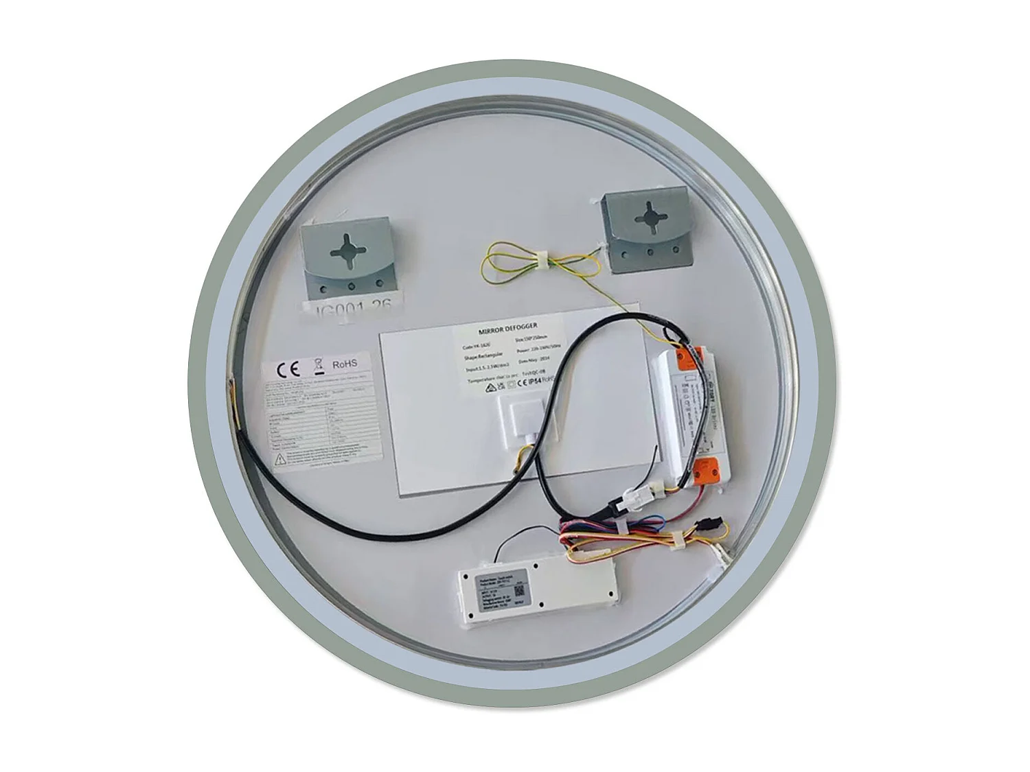 Aica Miroir Lumineux de Salle de Bain Rond 60cm avec Horloge+3 Couleurs+Dimmable+Anti-buée