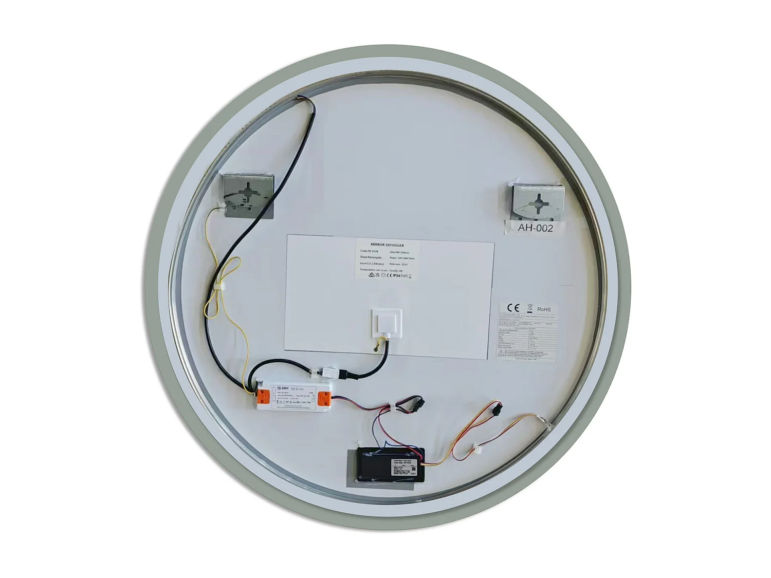 Miroir lumineux Rond 80cm avec Horloge + 3 Couleurs + Dimmable + Anti-buée + grossissant 3x