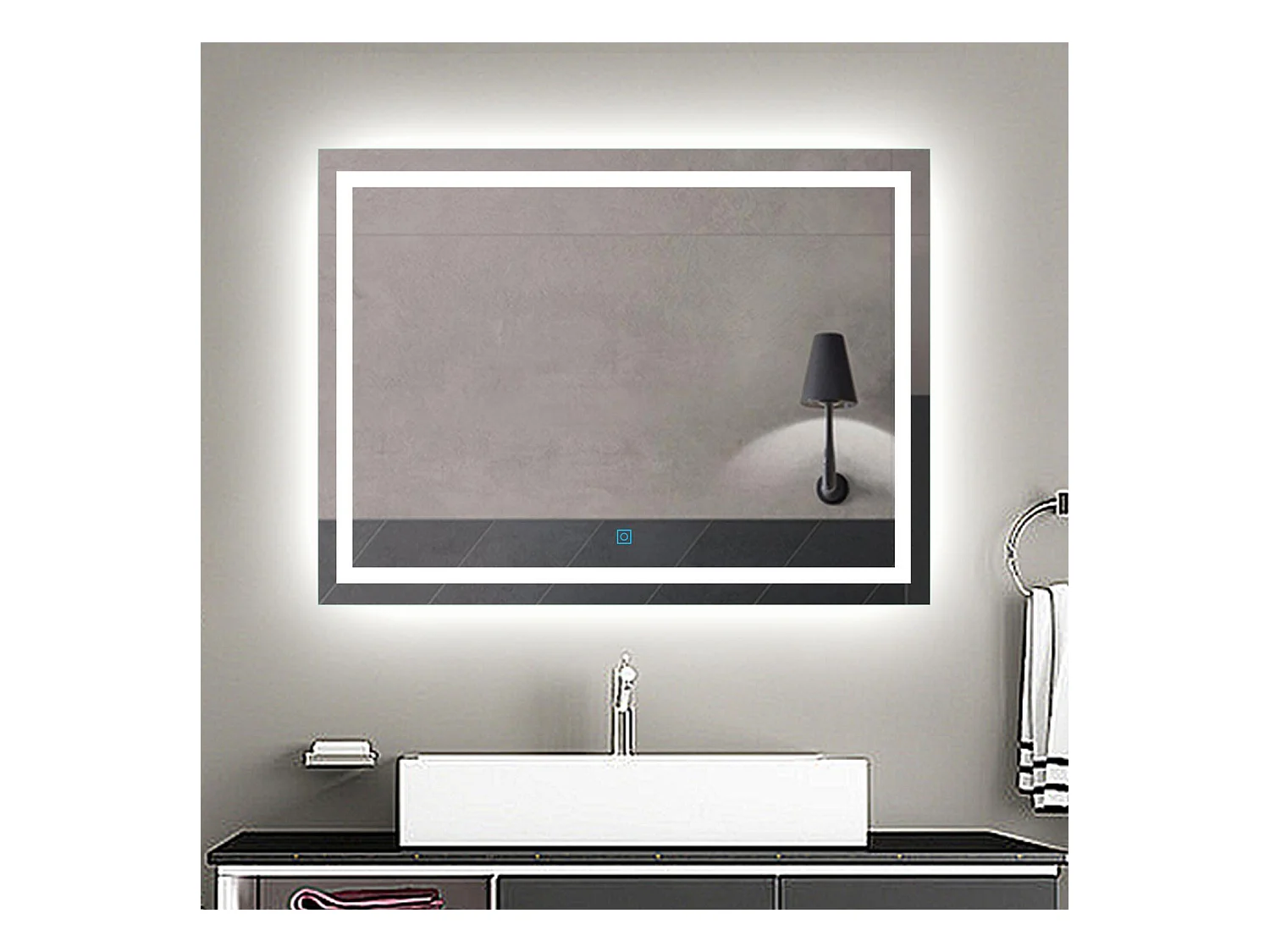 Aica Miroir Led Anti-buée 100x70cm Miroir De Salle De Bain Modèle Classique