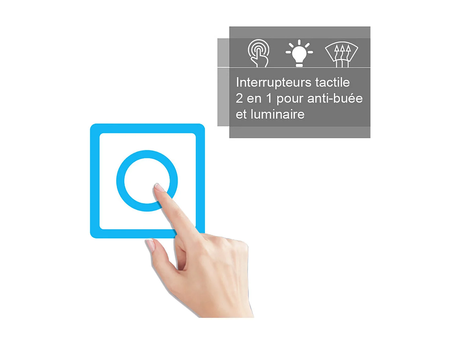 Aica Miroir Led Anti-buée 100x70cm Miroir De Salle De Bain Modèle Classique