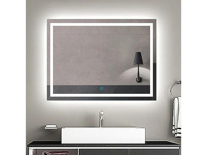 Aica Miroir Led Anti-buée 100x70cm Miroir De Salle De Bain Modèle Classique