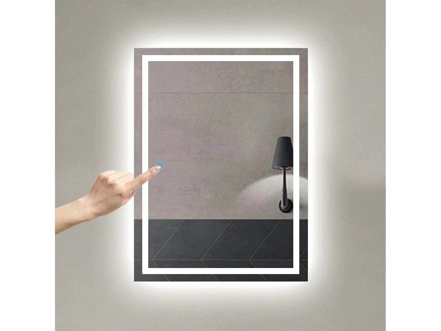 Aica Miroir Led Anti-buée 90x60cm Miroir De Salle De Bain Modèle Classique