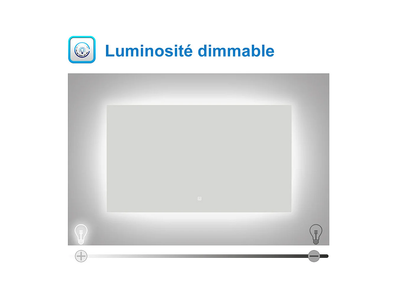 Miroir lumineux 90x70cm avec Anti-buée + Dimmable, Mural Miroir salle de bain