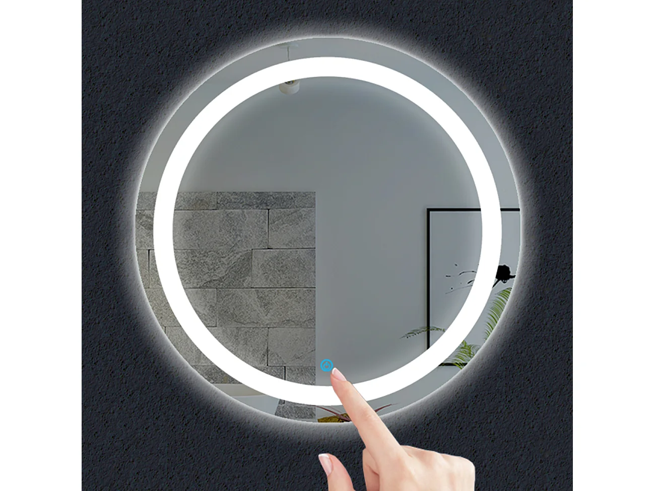 Aica Miroir lumineux avec éclairage intégré, Miroir de decoration, Miroir de salle bain Rond avec anti-buée Φ60cm Type C