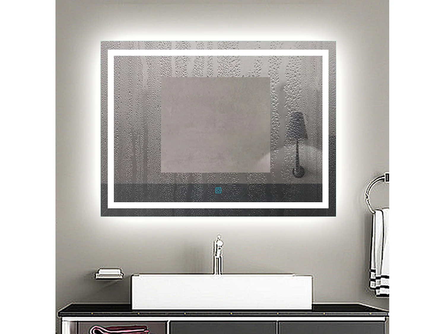 Aica Miroir Led Anti-buée 70x50cm Miroir De Salle De Bain Modèle Classique