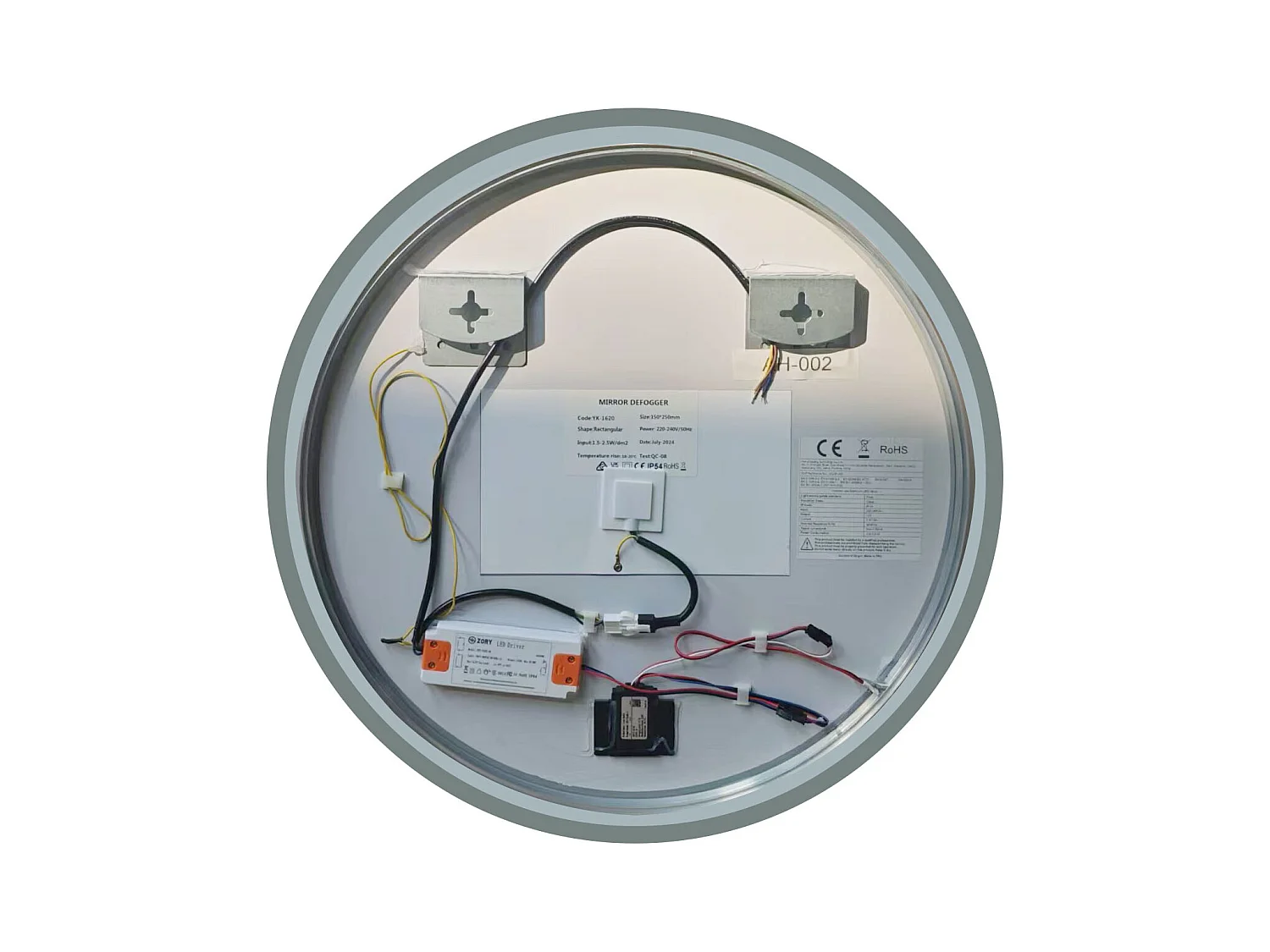 Aica Miroir lumineux rond, l.60 x H.60 cm, Miroir LED avec antibuée