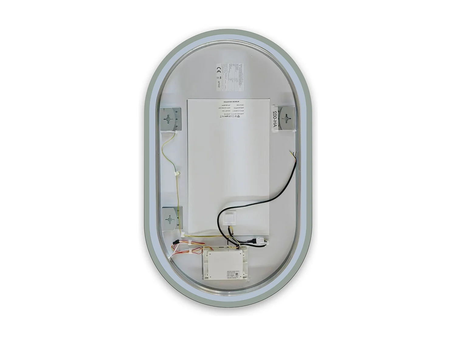 Miroir lumineux ovale l.60 x H.80cm avec Anti-buée + 3 Couleurs + Dimmable, Mural Miroir salle de bain