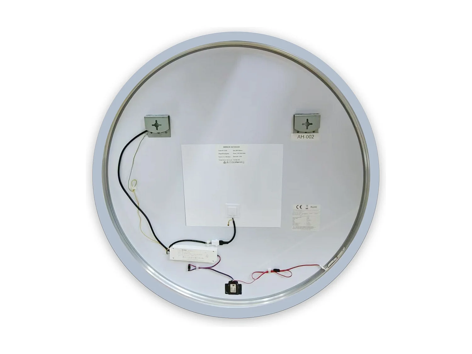 Miroir lumineux rond 90x90cm avec Anti-buée + Dimmable, Mural Miroir salle de bain