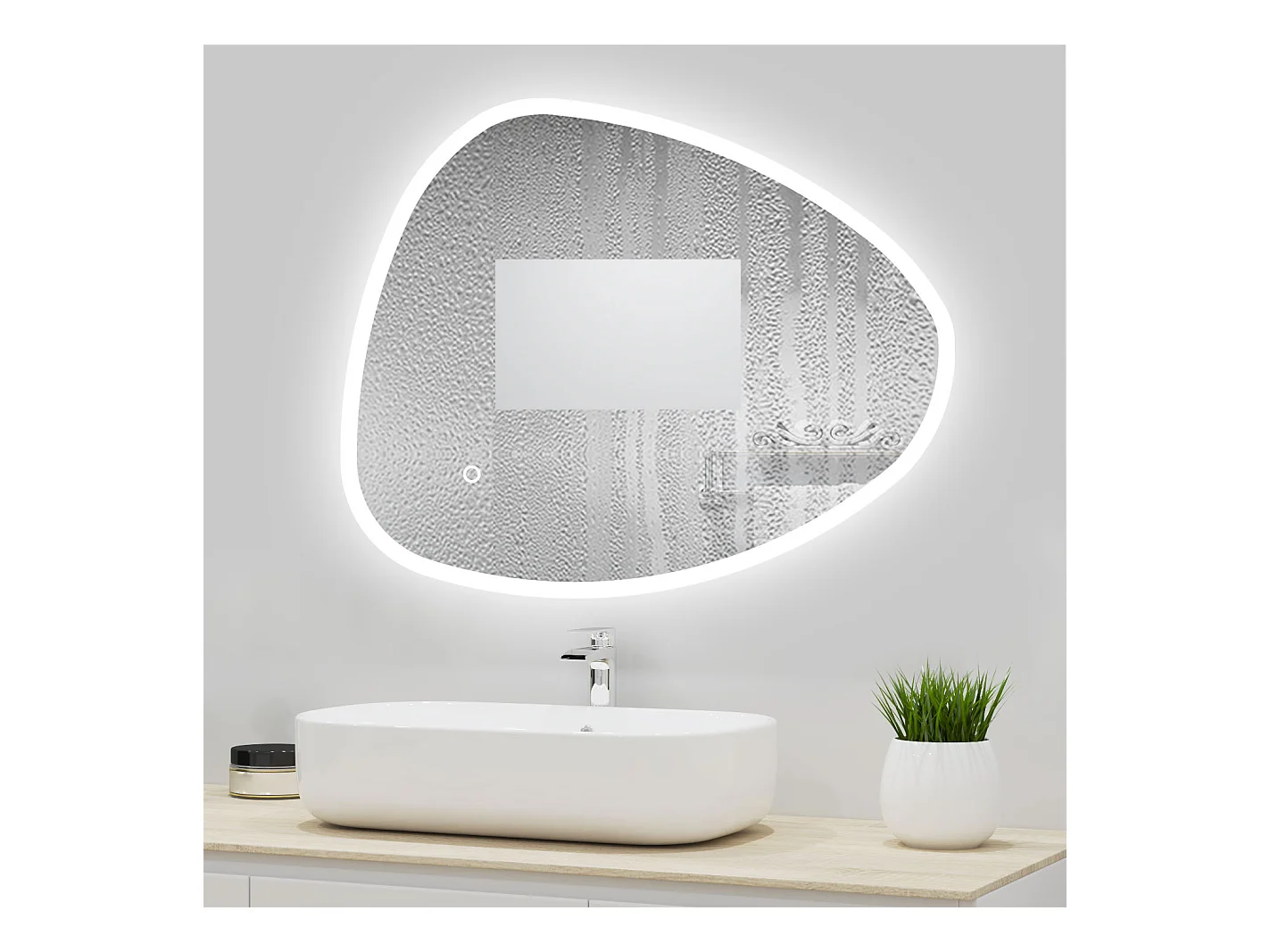 Miroir lumineux 120x80cm avec 3 Couleurs + Dimmable + Anti-buée