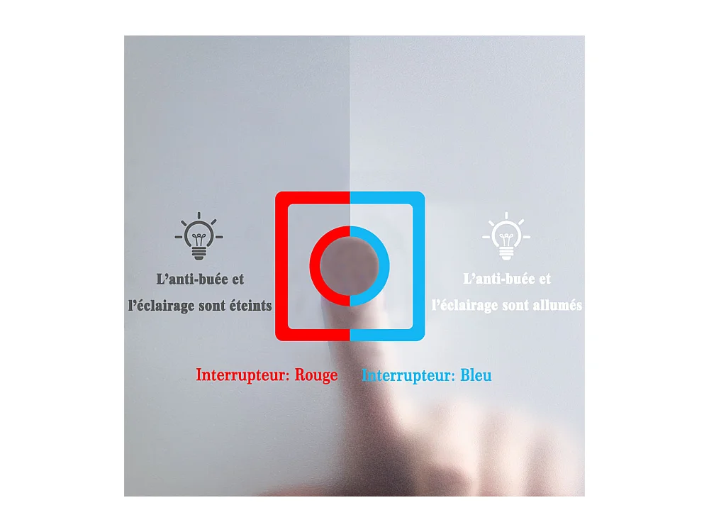 Miroir lumineux 60x50cm acve anti-buée，Miroir salle de bain - Aica