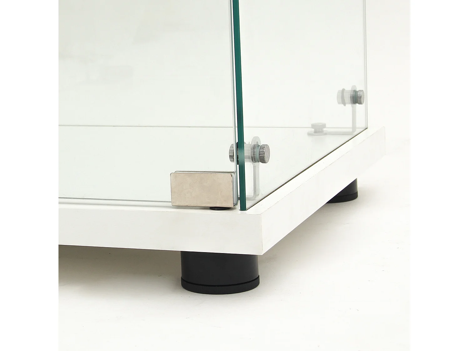 Vitrine en verre double couche avec porte, étagère à livres sur pied pour salon, chambre à coucher, bureau, 40.4*36.5*86.2cm, blanc