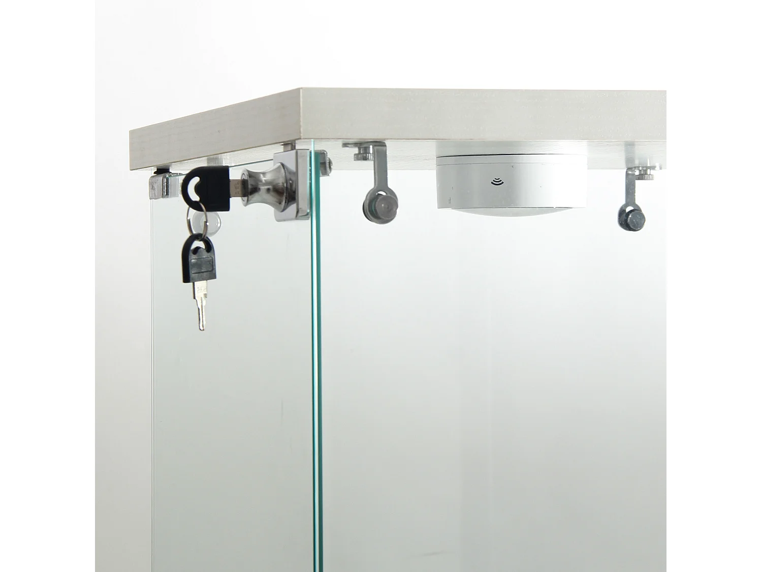 Vitrina de vidrio de doble capa con puerta, estantería independiente para sala de estar, dormitorio, oficina, 40,4 x 36,5 x 86,2 cm, color blanco