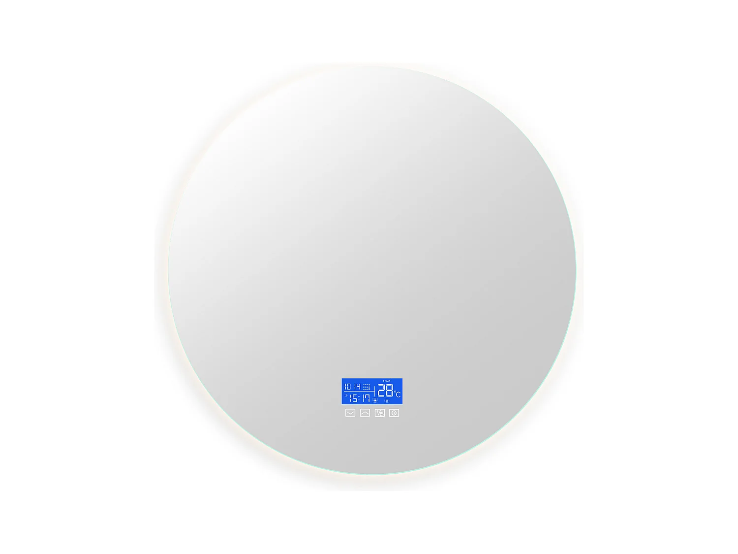 Miroir de Salle de Bain - 100*100 cm - avec LED - Fonction anti-buée - Affichage Temps/Température - Blanc