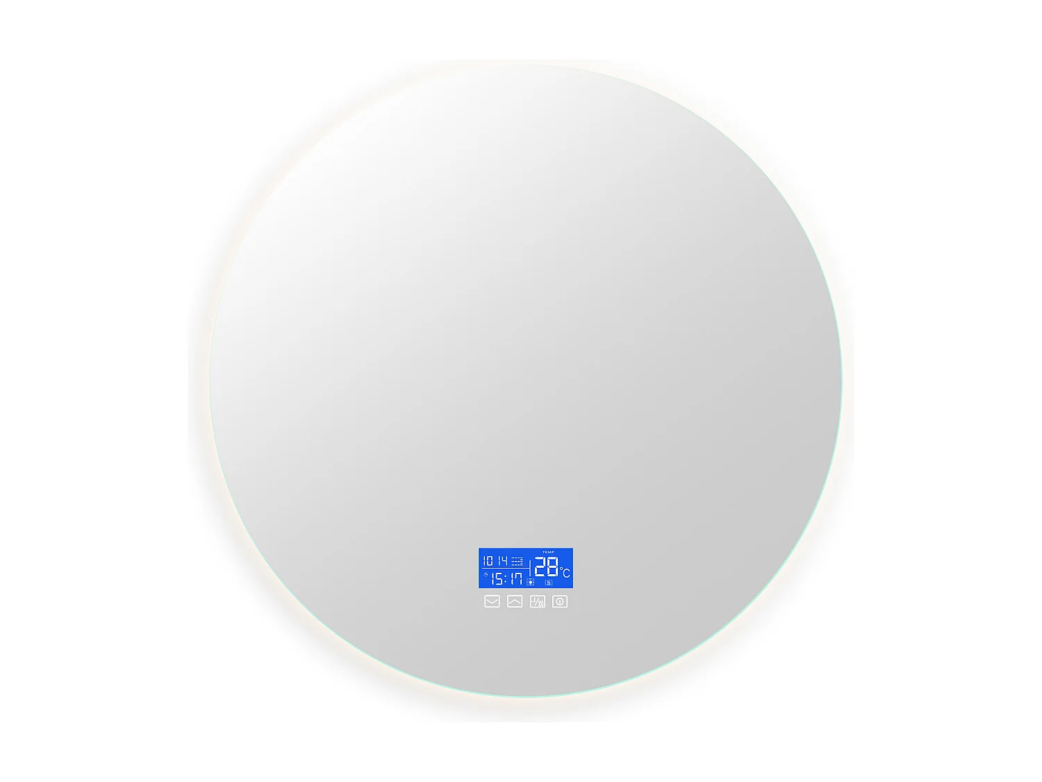 Miroir de Salle de Bain - 100*100 cm - avec LED - Fonction anti-buée - Affichage Temps/Température - Blanc