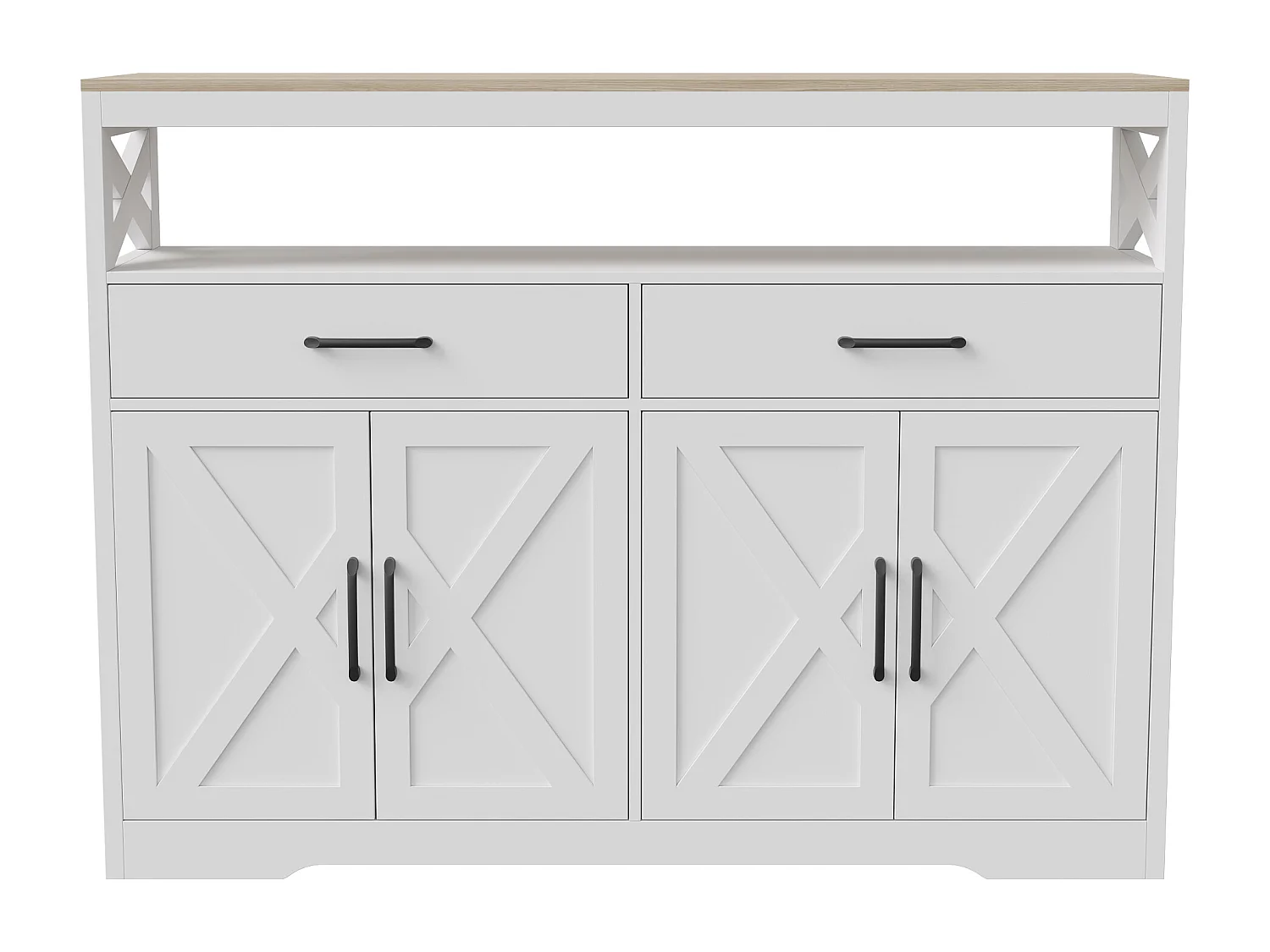 Buffet, Meuble Cuisine Blanc, Meuble de Rangement, Buffet de Cuisine Rangement, 2 tiroirs et 4 Portes, Buffet 140×40×105cm, Blanc