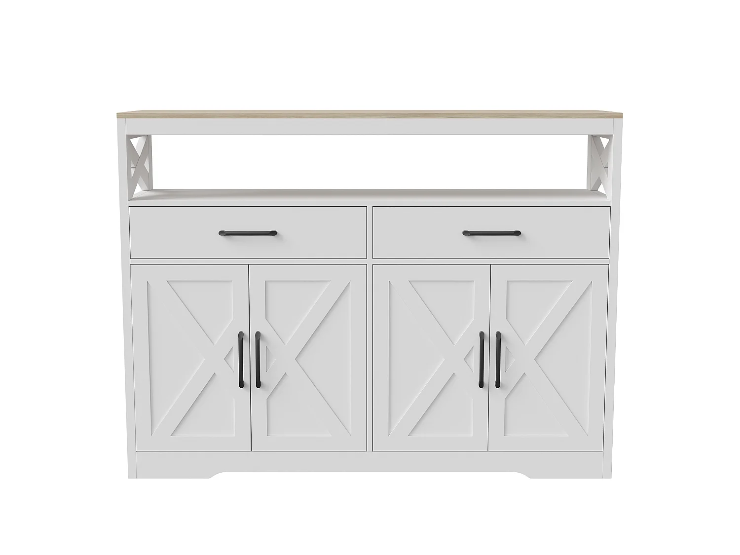 Buffet, Meuble Cuisine Blanc, Meuble de Rangement, Buffet de Cuisine Rangement, 2 tiroirs et 4 Portes, Buffet 140×40×105cm, Blanc